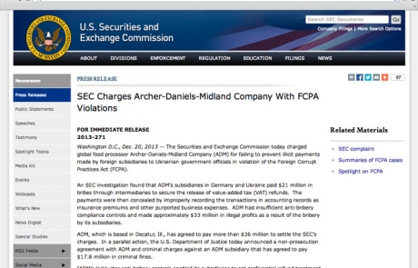 ADM Settles FCPA and Economic Sanctions Charges