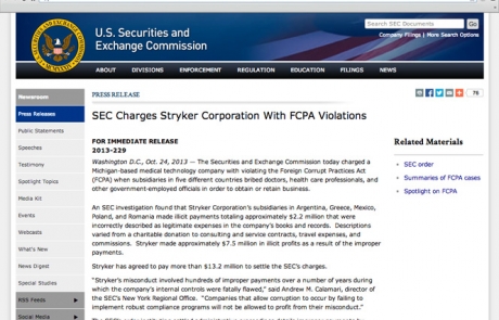 Stryker Settles FCPA Charges